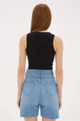 KOLSUZ SIFIR YAKA SİYAH  KADIN CROP 0479-2Y5 - 5