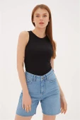 KOLSUZ SIFIR YAKA SİYAH  KADIN CROP 0479-2Y5 - 2