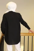 UZUN KOLLU TALŞI SİYAH KADIN GÖMLEK  25Y2FIU043-2Y5 thumbnail 4