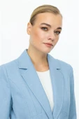 DİKİŞ DETAYLI SÜS CEPLİ MAVİ KADIN CEKET  4134-2Y5 - 5