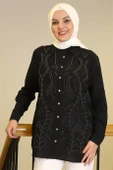 UZUN KOLLU TALŞI SİYAH KADIN GÖMLEK  25Y2FIU043-2Y5 thumbnail 1