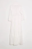 PÜSKÜL DETAYLI EKRU KADIN ELBİSE  M38343-2Y5 thumbnail 3
