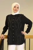 UZUN KOLLU TALŞI SİYAH KADIN GÖMLEK  25Y2FIU043-2Y5 thumbnail 2