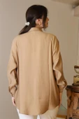 CAMEL UZUN BONCUK İŞLEMELİ KADIN GÖMLEK  4505-2Y5 - 5