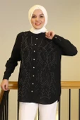 UZUN KOLLU TALŞI SİYAH KADIN GÖMLEK  25Y2FIU043-2Y5 thumbnail 3