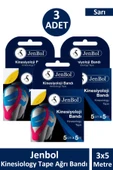 Jenbol Kinesiology Tape Ağrı Bandı 5 cm x 5 m - Sarı 3 Adet - 1