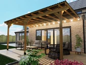 iAhşap Veranda Ahşap Pergole Trapez Çatı Gölgelik Çardak Kamelya p17 - 1