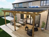 iAhşap Veranda Ahşap Pergole Trapez Çatı Gölgelik Çardak Kamelya p17 - 3