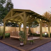 iAhşap Veranda Ahşap Pergole Çatı membran Gölgelik Çardak Kamelya p14 - 2