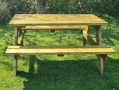 iAhşap Bank Ahşap Yemek Masası Piknik Masası 70x150 cm - 3