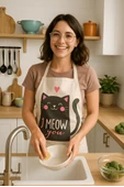 I Meow You Mutfak Önlüğü Kedi Desenli, Sıvı Geçirmez Sevimli Tasarım - 5