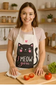 I Meow You Mutfak Önlüğü Kedi Desenli, Sıvı Geçirmez Sevimli Tasarım - 2