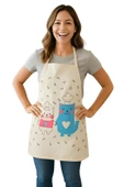 Pati Aşçısı Mutfak Önlüğü Sevimli Kedi Desenli, Sıvı Geçirmez Kumaş - 7
