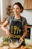 Kitchen Style Mutfak Önlüğü – Çatal Kaşık Desenli, Sıvı Geçirmez Şık Tasarım - 3
