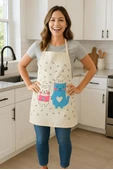 Pati Aşçısı Mutfak Önlüğü Sevimli Kedi Desenli, Sıvı Geçirmez Kumaş - 8