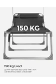 SONGMICS Katlanır Şezlong 193 x 53 x 29 cm Maksimum Yük 150 kg Koyu Gri GCB19UV1 - 5