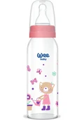 Wee Baby Silikon Uçlu Desenli Cam Biberon 250 Cc Pembe 8690797108762 - 1