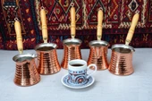 LUDIA 5 Farklı Ölçüde Kalaylı Dövme Bakır Cezve Seti Kahve Seti - 8