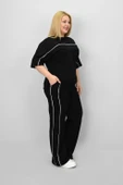 Kadın Büyük Beden Kısa Kollu Ara Biye Detaylı Bol Paça Eşofman Takımı 8189-25 - 5