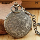 Valkyrie TCDD Nostalji Tren ve Ay Yıldız Kabartmalı Retro Bronz Koleksiyonluk Kutulu Zincirli Köstekli Saat - 7