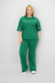 Kadın Büyük Beden Kısa Kollu Ara Biye Detaylı Bol Paça Eşofman Takımı 8189-25 - 9