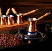 LUDIA 5 Farklı Ölçüde Kalaylı Dövme Bakır Cezve Seti Kahve Seti - 7