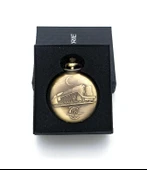 Valkyrie TCDD Nostalji Tren ve Ay Yıldız Kabartmalı Retro Bronz Koleksiyonluk Kutulu Zincirli Köstekli Saat - 3