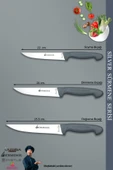Sürmene Silver Serisi Gri Sap Mutfak Bıçak Seti Et Ekmek Sebze Meyve Bıçağı 10 Lu Set ( Srm-01) - 4