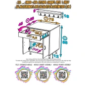 Modilayn QPLAS (XXL) Set Ocak Altı Dolap 75x88x56 cm Çekmeceli, Kapaklı 2 Göz Raf Bölmeli - 6