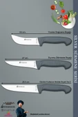 Sürmene Silver Serisi Gri Sap Mutfak Bıçak Kurban Seti Et Ekmek Sebze Bıçağı 3 Lü Set ( Srm-07) - 2