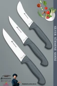 Sürmene Silver Serisi Gri Sap Mutfak Bıçak Kurban Seti Et Ekmek Sebze Bıçağı 3 Lü Set ( Srm-07) - 1