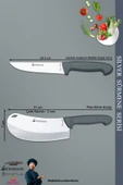 Sürmene Silver Serisi Gri Sap Mutfak Bıçak Bıçağı Pizza Salata Börek Bıçağı 2 Li Set ( Srm-06 ) - 2
