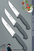 Sürmene Silver Serisi Gri Sap Mutfak Bıçak Seti Et Ekmek Sebze Bıçağı 3 Lü Set ( Srm-04) - 1