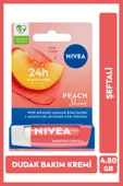 NIVEA Şeftali Nemlendirici Dudak Bakım Kremi ve Parlatıcısı 4.8gr, Şeftali Aroması, Işıltılı Mercan Renk - 1