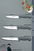 Sürmene Silver Serisi Gri Sap Mutfak Bıçak Seti Et Ekmek Sebze Meyve Kesme Bıçağı 3 Lü Set (srm-012) - 2