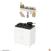 Modilayn DOQU (XL) Set Ocak Altı Dolap 70x88x56 cm, Çekmeceli, Kapaklı, Tüp Bölmeli Ve Baharat Raflı - 9