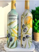 El Yapımı Limon & Zeytin Desenli Cam Yağdanlık & Sirkelik Seti | Şık Mutfak Dekoru & Özel Ev Hediyesi - 6