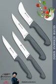 Sürmene Silver Serisi Gri Sap Mutfak Bıçak Seti Et Ekmek Sebze Dilimleme Bıçağı 4 Lü Set ( srm-10 ) - 1