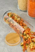 Tilbe Home 3 Adet Vakumlu Bambu Kapaklı Cam Kavanoz 1400ml Baharatlık Bakliyat Gıda Saklama Kabı Organizer - 2