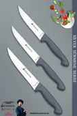 Sürmene Silver Serisi Gri Sap Mutfak Bıçak Seti Et Ekmek Sebze Meyve Kesme Bıçağı 3 Lü Set (srm-012) - 1