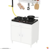 Modilayn QPLAS (XL) Set Ocak Altı Dolap 70x88x56 cm Çekmeceli, Kapaklı 2 Göz Raf Bölmeli - 9