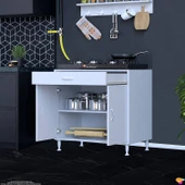 Modilayn QPLAS (XL) Set Ocak Altı Dolap 70x88x56 cm Çekmeceli, Kapaklı 2 Göz Raf Bölmeli - 4