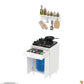 Modilayn DOQU (L) Set Ocak Altı Dolap 65x88x56 cm, Çekmeceli,Kapaklı, Tüp Bölmeli Ve Baharat Raflı - 8