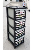 Büyük Boy Flamingo Desen 4 Çekmeceli Tekerlekli Komidin Yükseklik 93cm 43x38 Demonte Dolap Raf - 3