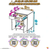 Modilayn QPLAS (L) Set Ocak Altı Dolap 65x88x56 cm Çekmeceli, Kapaklı 2 Göz Raf Bölmeli thumbnail 5