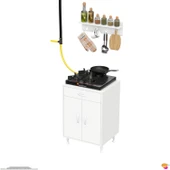 Modilayn QPLAS (M) Set Ocak Altı Dolap 60x88x56 cm. Çekmeceli, kapaklı, raflı ve baharat raflı. - 9