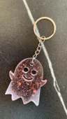 Şeffaf Pembe Glitterli Gold Aksesuarlı Hayalet Şekil Anahtarlık El Yapımı Epoksi Hediyelik thumbnail 2