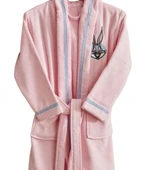 Karaca Home %100 Pamuk Pembe Looney Tunes Bugs Bunny Kapüşonlu Çocuk Bornoz - 1