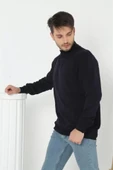 Erkek Yarım Balıkçı Yaka Triko Kazak - Lacivert - 1