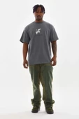 Unisex Baskılı Oversize T-Shirt - Füme - 4